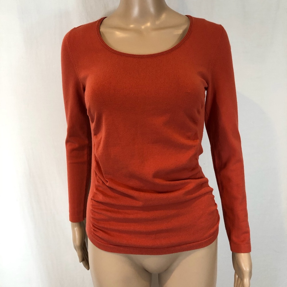 LAVIA Stretchy long Sleeve Top Sz S Ruched Orange